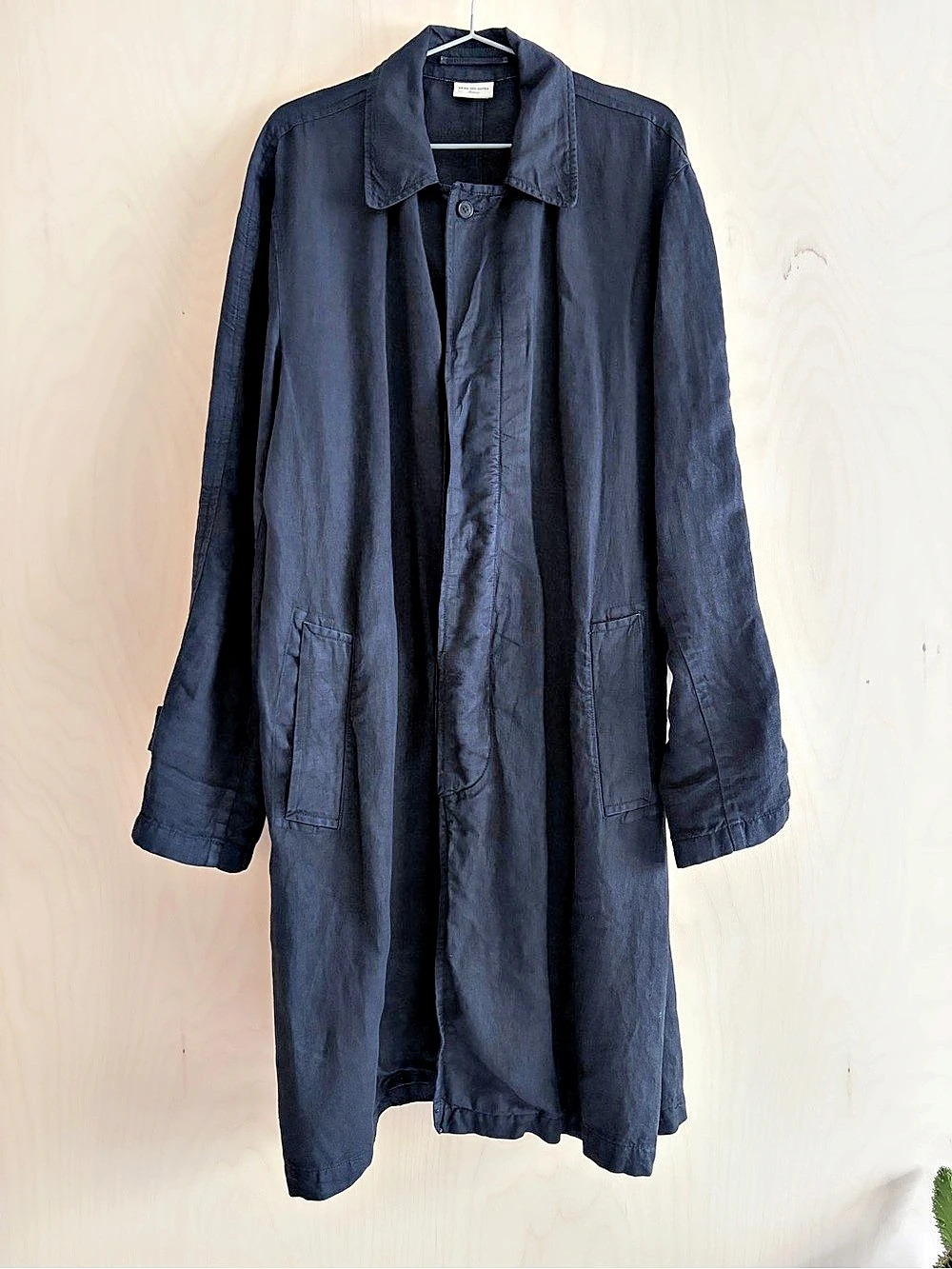 Dries Van Noten Linen Long Coat in Black Like New